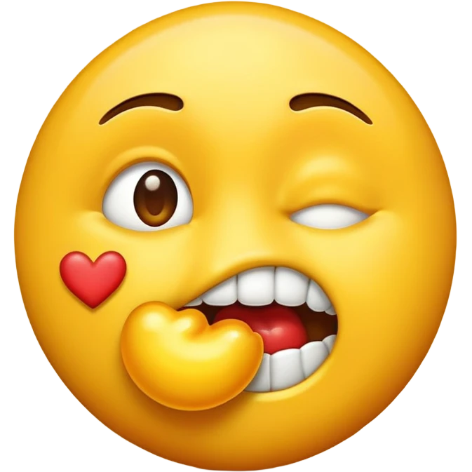 Kissing emoji with yellow bone in its mouth emoji