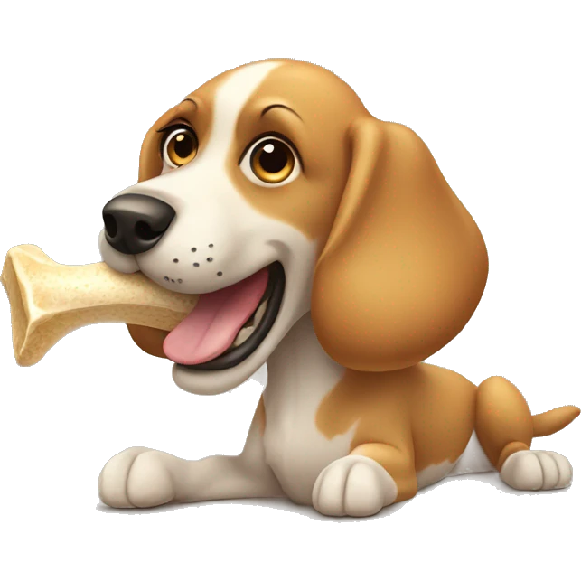 A dog eating a big bone emoji