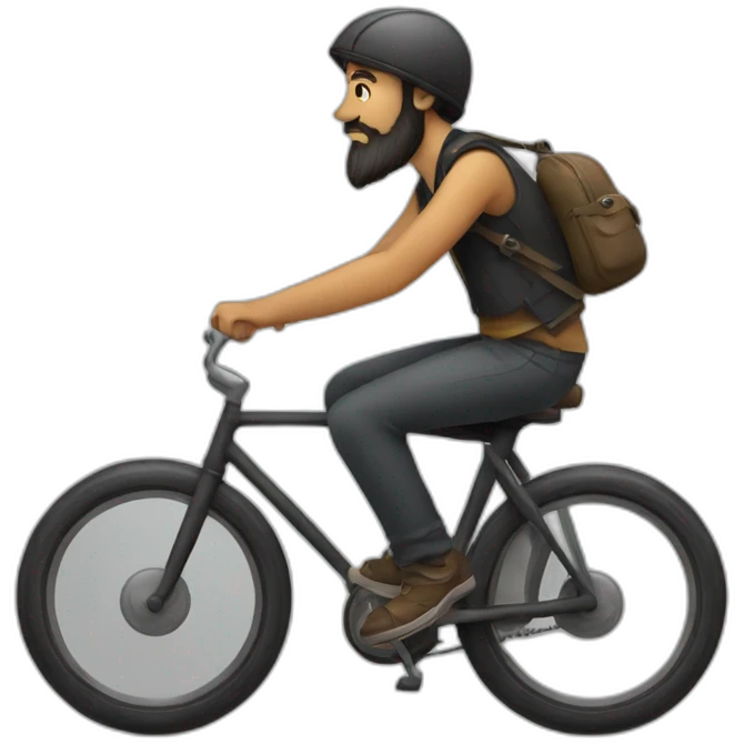 A little hunched man with a circle type beard on a bike emoji