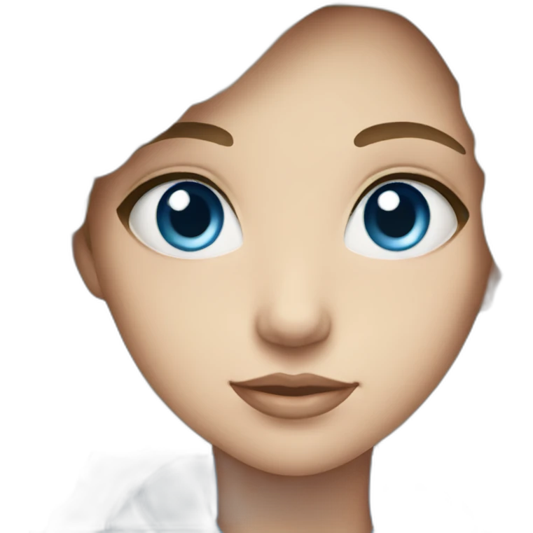 a girl with a square and blue eyes emoji