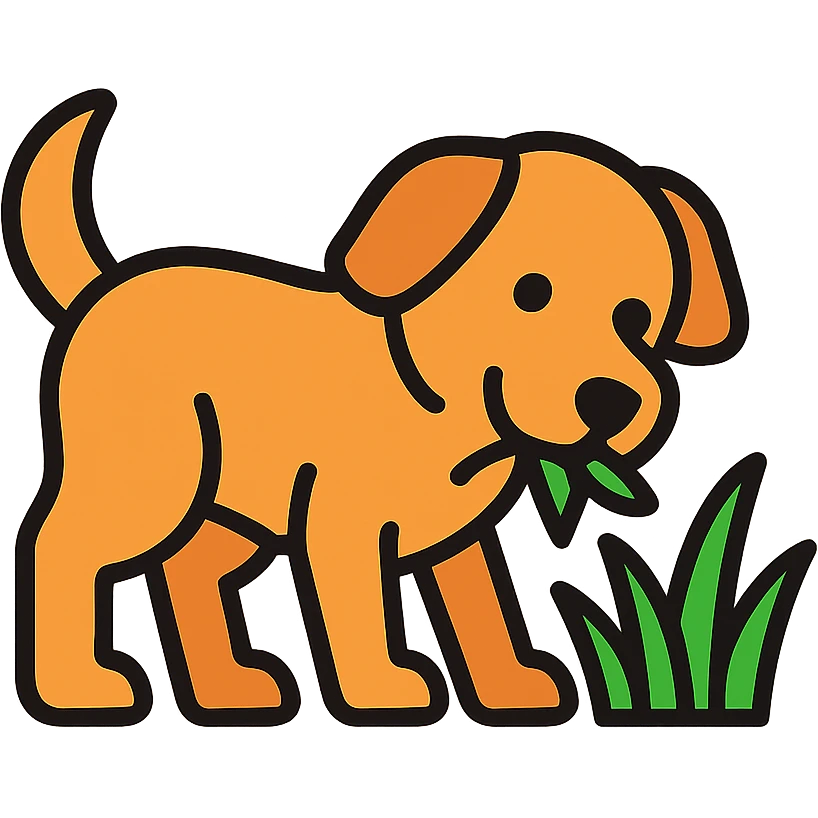 dog eating grass emoji