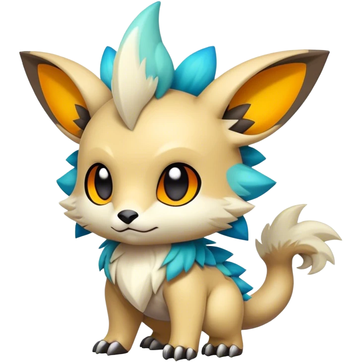 Cute cool edgy colorful fantasy animal hybrid Fakemon full body emoji