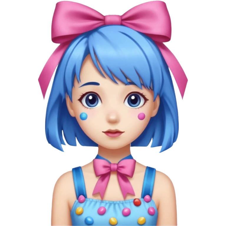 candy girl from candyland blue pink mixed hair with ribbon  emoji