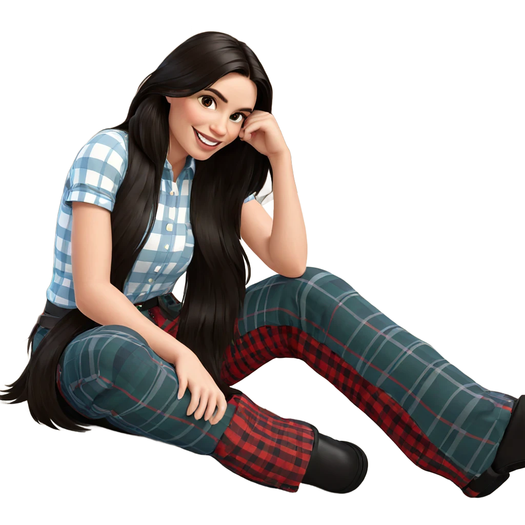 smiling girl in plaid outfit emoji