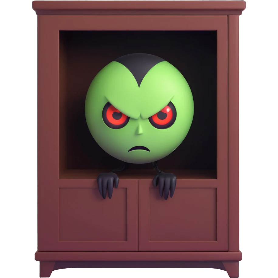 sinister eyes shining from the darkness of a wardrobe, hinting at a hidden boogeyman emoji