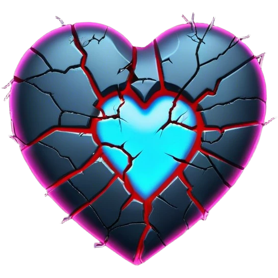 Neon broken heart emoji