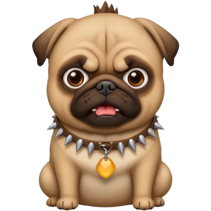 pug dog with angry expression and spiked collar emoji style iPhone emoji