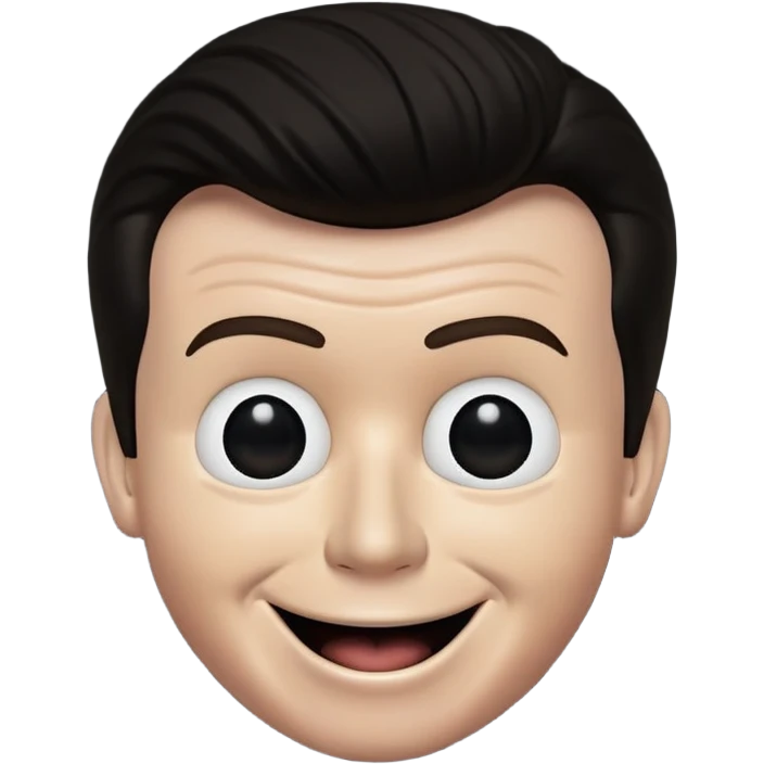 Rick Astley with a big smiling face, but he has no teeth, there’s 3 small BØB eyes in his mouth, he has no eyes except for 2 small BØB eyes in his eyes, the background is pitch black, and Rick Astley is almost pitch black emoji