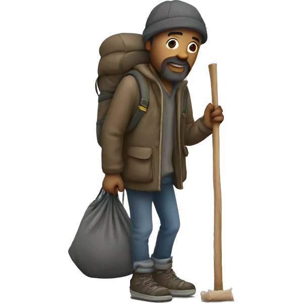 homeless man with stick  bag emoji