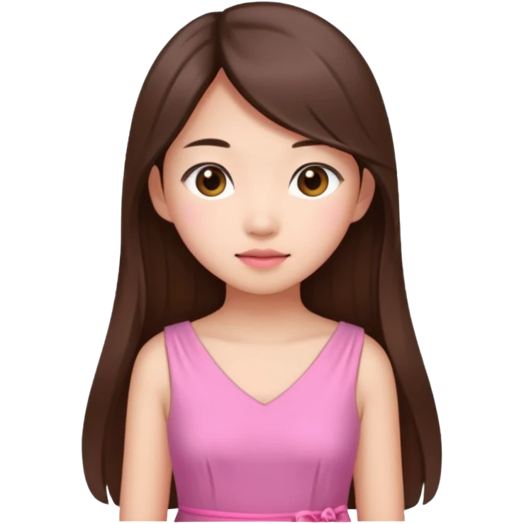 asian girl with long brown hair and fair skin wearing pink dress emoji