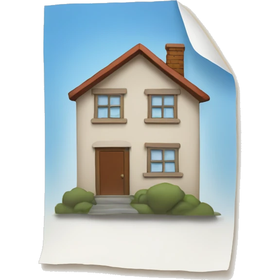 house and a stack of paper or a single document with a visible home symbol on it.  emoji