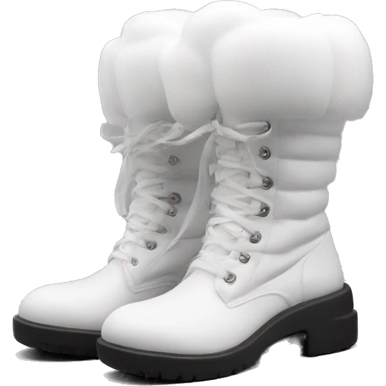 Puffy paded oversized chunky white boots no sole rounded structure emoji