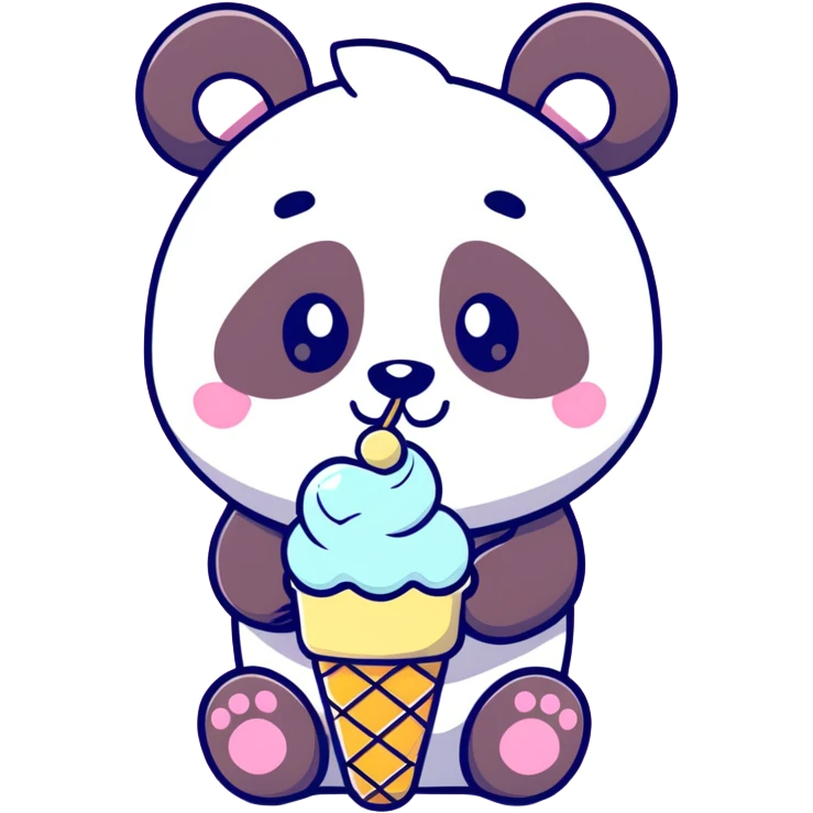 Panda eating ice cream emoji