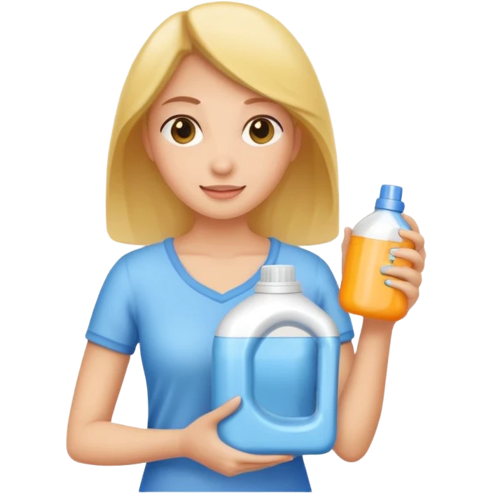 woman holding laundry detergent emoji