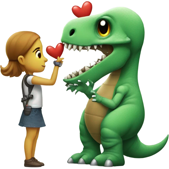 Dinosaur kisses Robot emoji
