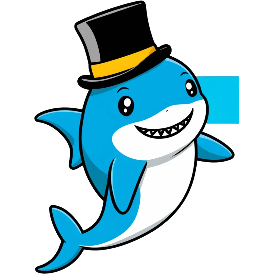 Shark with a top hat emoji