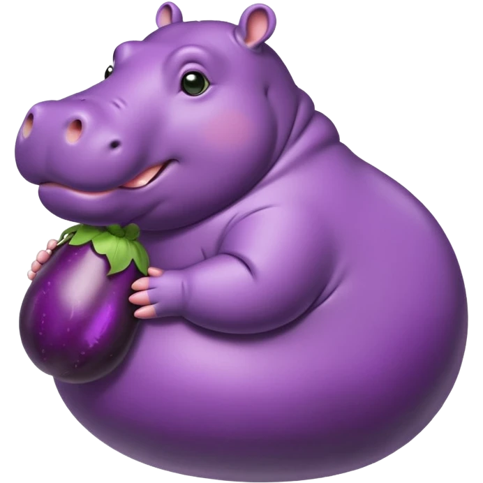 Fat hippo on eggplant emoji