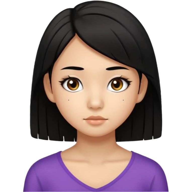 a tan chinese-american 15 year old girl with straight black hair down to her chest. mascara emoji
