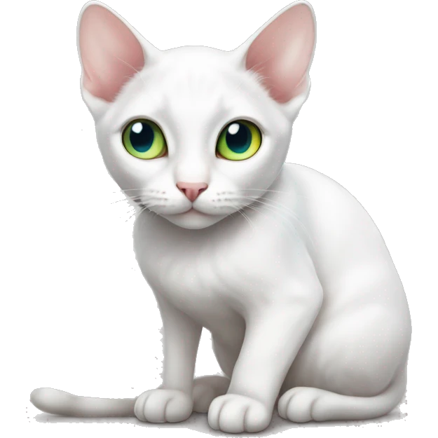 skinny white cat with heterochromia emoji