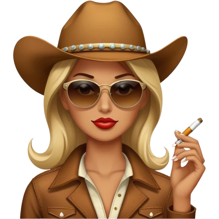 Cowgirl wearing sunglasses, smoking a cigarette emoji