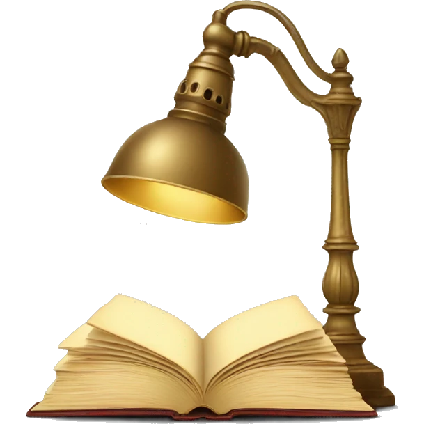 vintage lamp with open book emoji