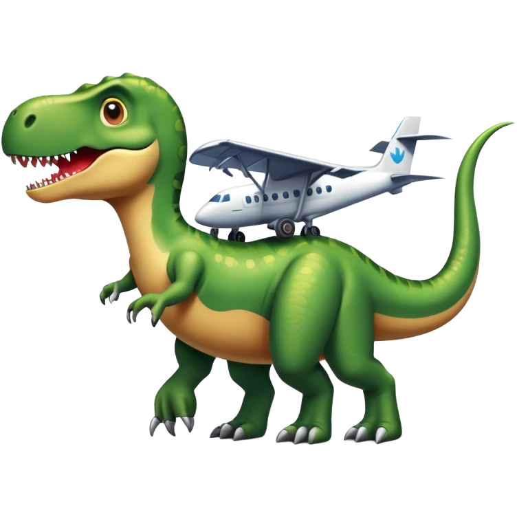 Crea un dinosaurio con el cuerpo de un avión  emoji