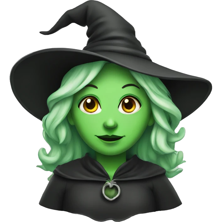 apple emoji of a witch with green skin emoji