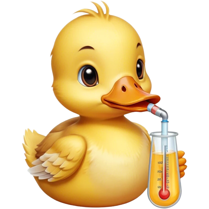 Make a duckling that is sick and has a thermometer in his mouth emoji