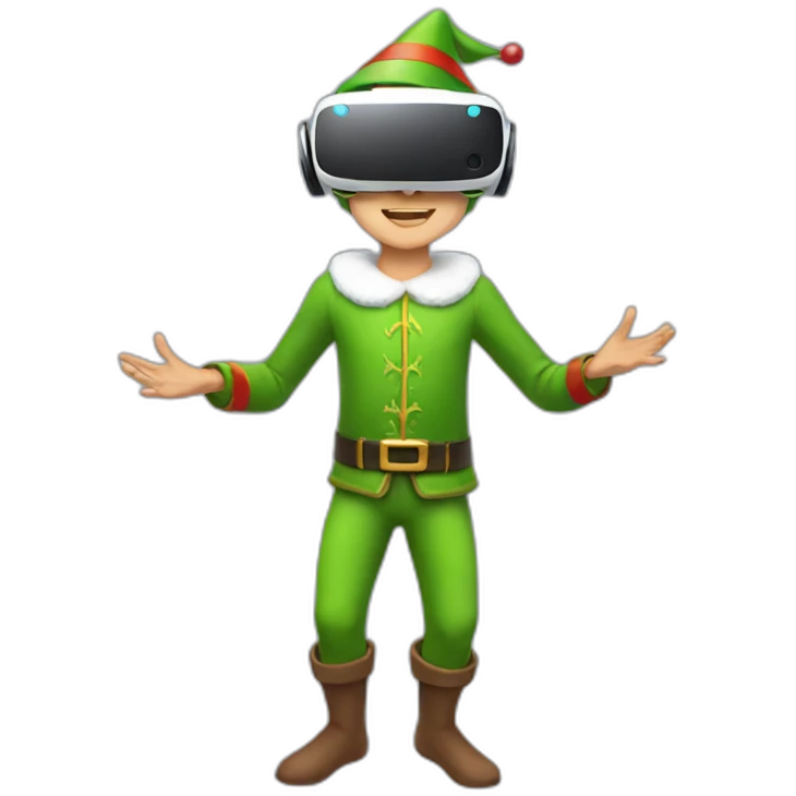Elf playing in vr headset full body emoji