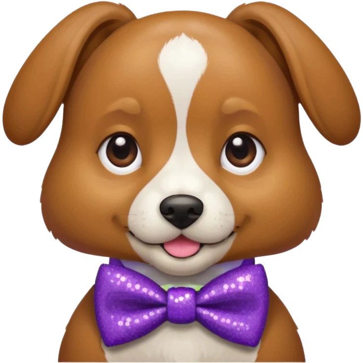 Cachorro adulto com gravata roxa com glitter emoji