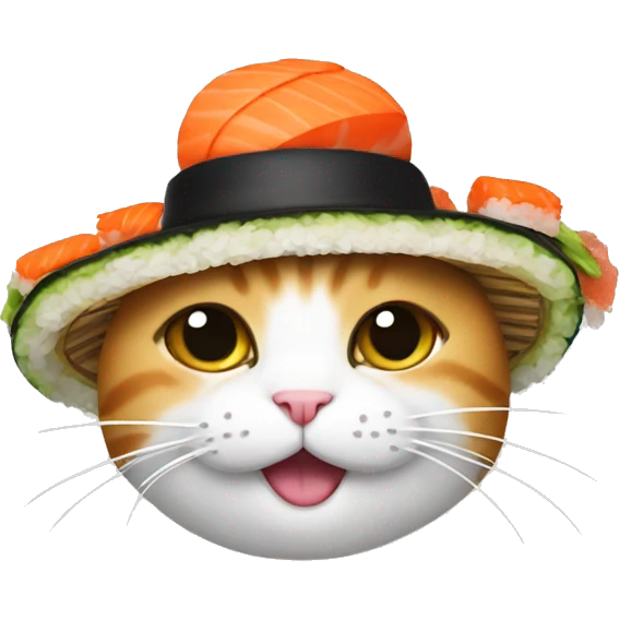 cat wearing sushi as a hat emoji