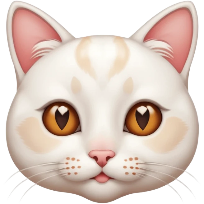 gato blanco con pocas manchitas marrones con corazones sobre los ojos  emoji