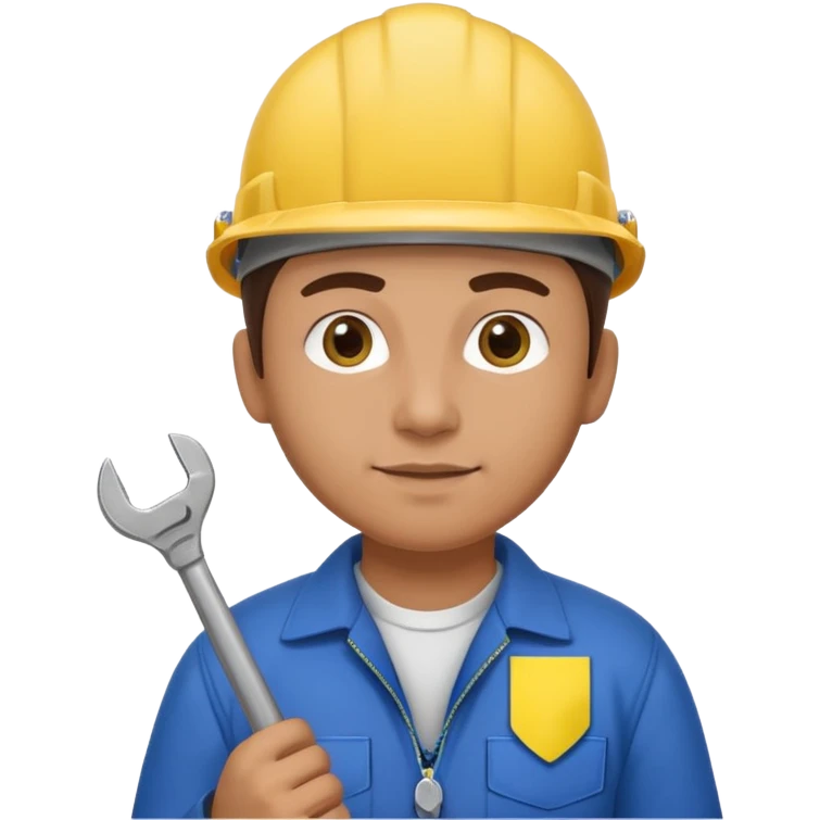 ultra realistic engineer with small ukraine flag and with wrench emoji