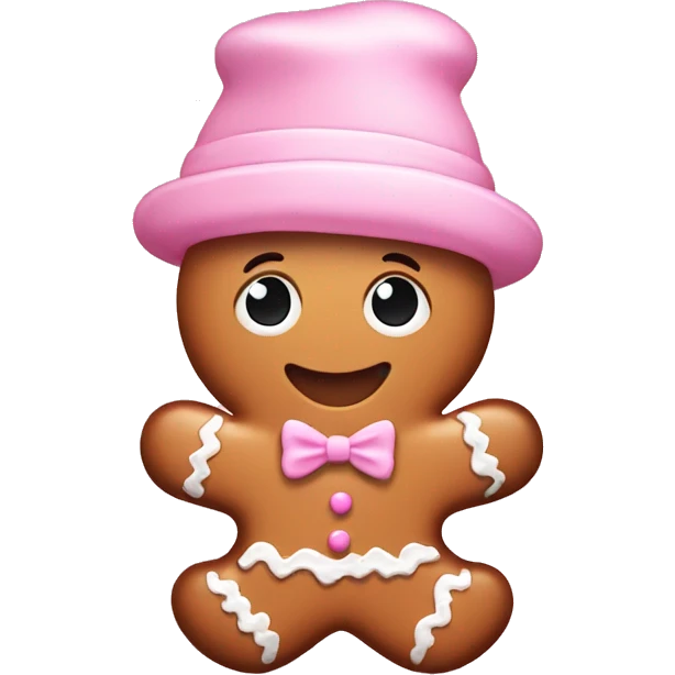 Cute gingerbread with a baby pink hat  emoji