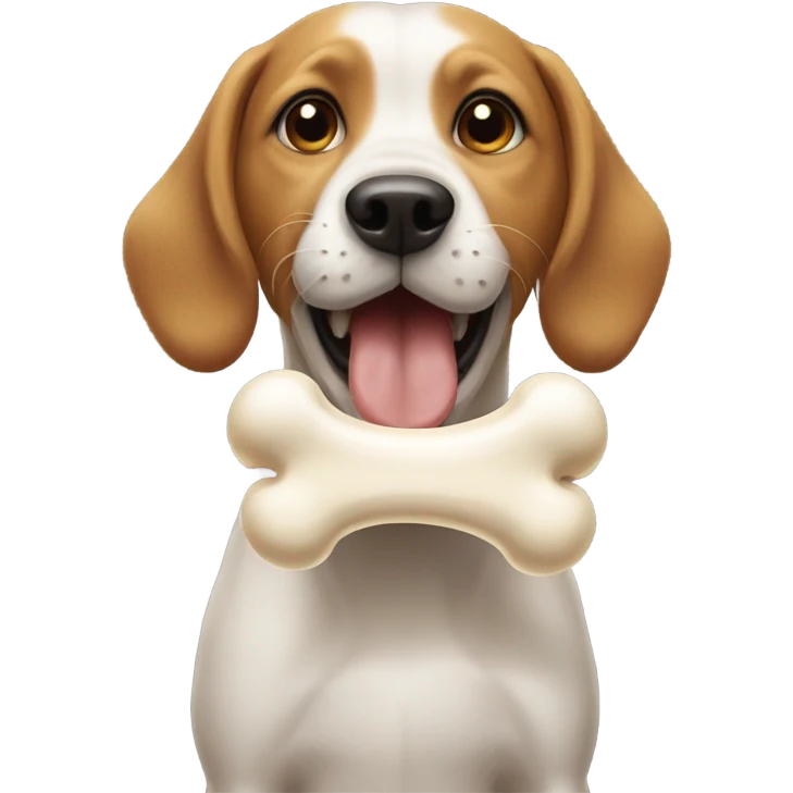 Emoji with half a dog bone in it’s mouth emoji