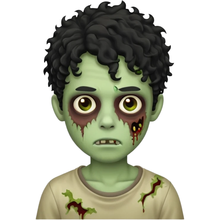 A boy zombie with black curly hair  emoji
