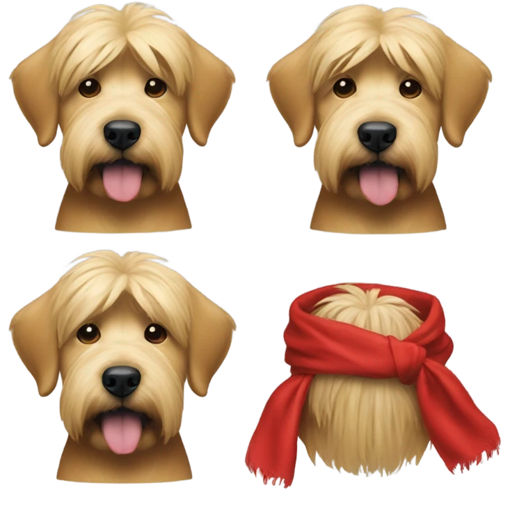 Real President Donald trump with a wheaten terrier wearing a red bandana emoji