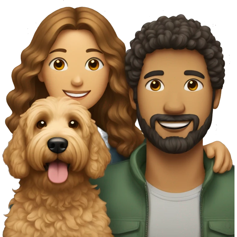Goldendoodle with man and woman emoji