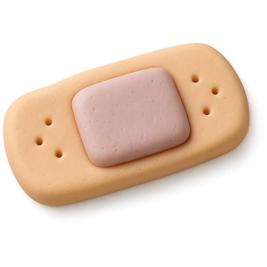 bandage, edible look emoji