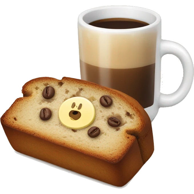 cute banana bread with coffe emoji