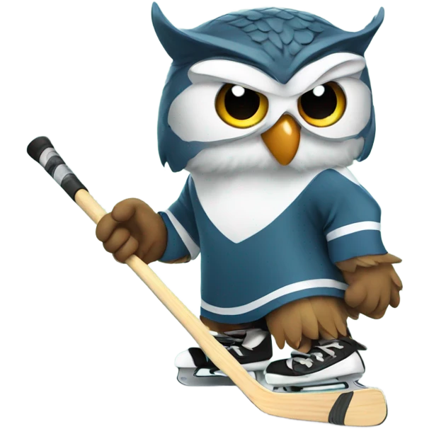 Owl playing hockey emoji