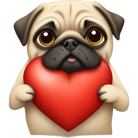 pug holding heart  emoji