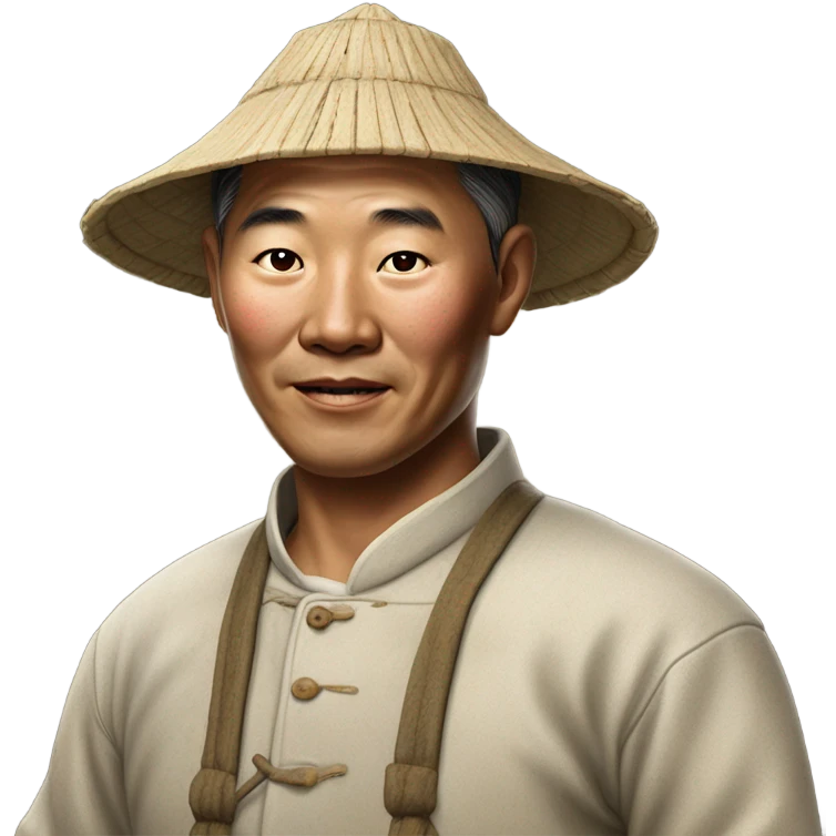 photorealistic Chinese peasant 1960s emoji