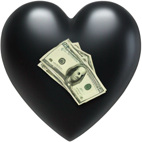 black heart with a money emoji