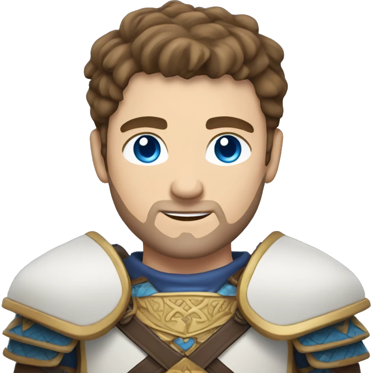 British white male with brown hair and blue eyes wearing a Mongolian warrior outfit emoji