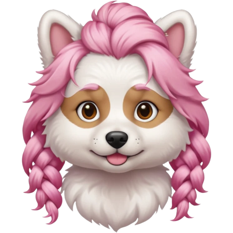 braided haired dog pink hair emoji