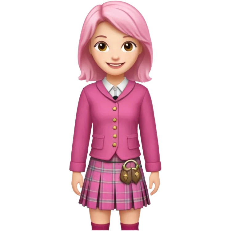 Female highland dancer wearing pink plaid kilt emoji