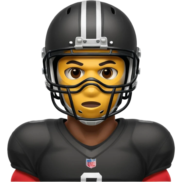 American black football player with a mask which have small holes like a goalkeeper mask emoji