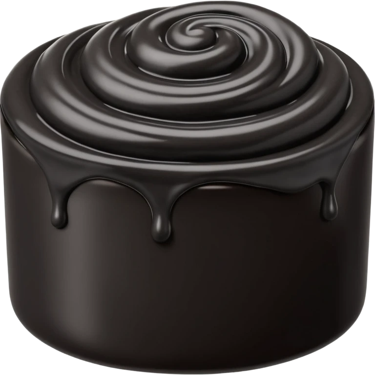 black sesame paste, small mound or swirl, deep black, thick and glossy, smooth with slight ripples, rich opaque color, subtle reflections, no extras, apple emoji style, soft lighting, transparent background, emoji scale emoji