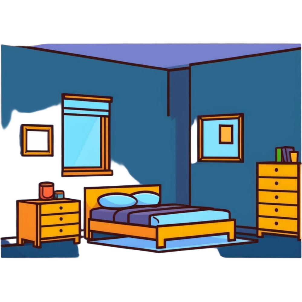small bedroom with cute decor, cozy space aesthetic, pastel colors, plush toys, charming details emoji